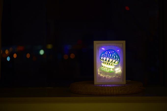 Schattenbox-Nachtlicht-Thema-Ozean des Würfel-3d mit LED-Musik-System