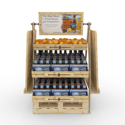 Kundengebundene doppelte mit Seiten versehene Präsentationsständer stabile Weinregal-Supermarkt-Bierflasche Diy hölzerne