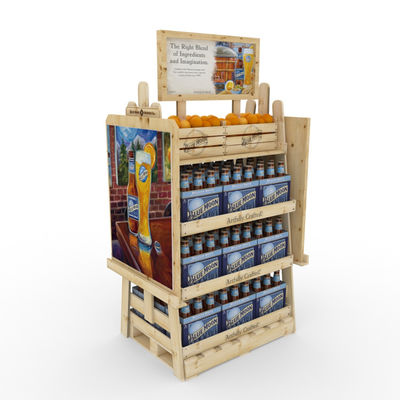 Kundengebundene doppelte mit Seiten versehene Präsentationsständer stabile Weinregal-Supermarkt-Bierflasche Diy hölzerne