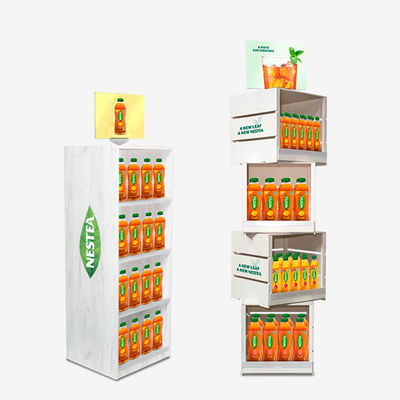 Ausstellungsstand-Getränketee-Getränk-Anzeigen-Regal Floorstanding hölzernes für Lebensmittelgeschäft