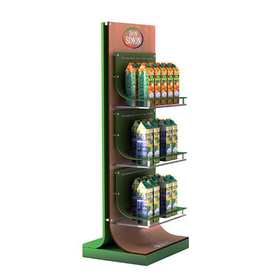 Kasten-Getränke breiten stehenden Ausstellungsstand-Holz-Ausstellungsstand mit Regalen aus
