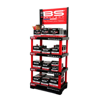 4 Reihen-Autobatterie-Präsentationsständer-Metalllithium-batterie-Gestell-Anzeige für Einzelhandelsgeschäft