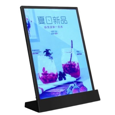 Qualität  A4 Size LED Menu Stand Countertop Acrylic Holder Display With 7 Colors Fabrik