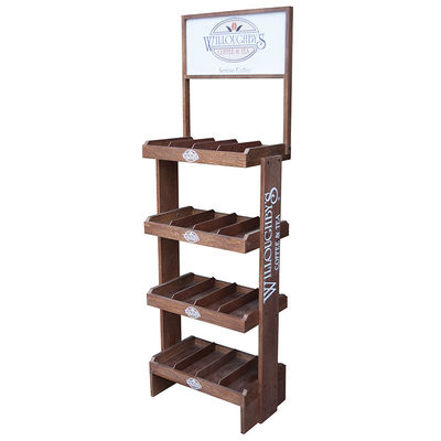 4 Schicht Holz Getränke Boden Display Stand für Einzelhandel oder Lebensmittelgeschäft