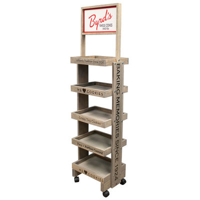 4 Schicht Holz Getränke Boden Display Stand für Einzelhandel oder Lebensmittelgeschäft