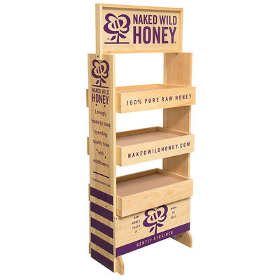 4 Schicht Holz Getränke Boden Display Stand für Einzelhandel oder Lebensmittelgeschäft