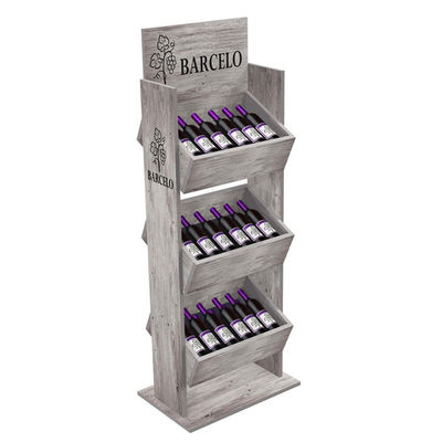Kundengebundener Weinlese-Ausstellungsstand-Kiefernholz-Wein-Präsentationsständer für Spirituosenladen