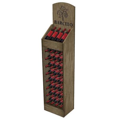 Kundengebundener Weinlese-Ausstellungsstand-Kiefernholz-Wein-Präsentationsständer für Spirituosenladen