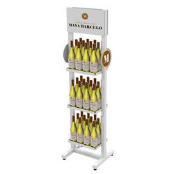 Heißer Verkaufssupermarkt-Doppel-seitiger Wein-Flaschen-Präsentationsständer-Boden-Wein-Ausstellungsstand mit kundenspezifischem Logo