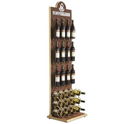 Kundengebundenes freie stehende Wein-Ausstellungsstand-Weinregal-Holzlagerungs-hölzernes Anzeigen-Regal für Bar