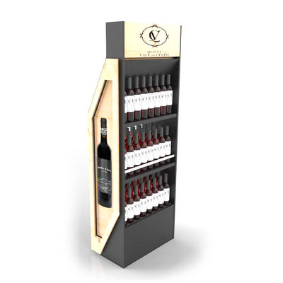 Kundengebundenes freie stehende Wein-Ausstellungsstand-Weinregal-Holzlagerungs-hölzernes Anzeigen-Regal für Bar