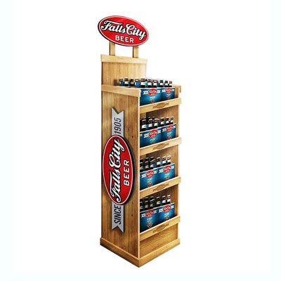 Juice Wine Display Stand Wooden-Bier-Präsentationsständer 5 Schichten