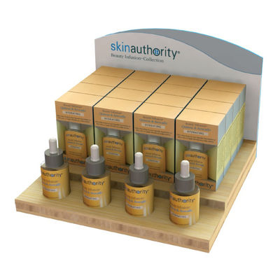 Produkt-Bambusgegenspitzenpräsentationsständer-Reiniger-Öl-Boutique Holz Position SkinCare