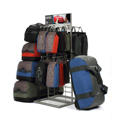 Kundengebundene Kleidungs-Präsentationsständer asphaltieren Gitter-Präsentationsständer für kletternden Rucksack