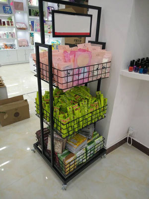 Kundengebundenes Geschenk-Ausstellungsstand-Draht-Mesh Display Rack For Grocery-Doppeltes versah mit Seiten