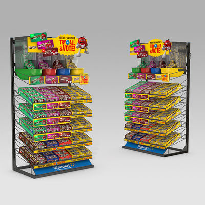 Kundengebundener Verkaufsstellen-Anzeigen-Süßigkeits-Präsentationsständer mit justierbaren Behältern