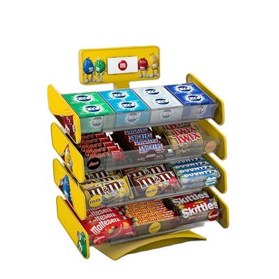 Doppelte mit Seiten versehene Süßigkeits-Stand-Anzeigen-Metalldraht-Präsentationsständer mit justierbaren Behältern