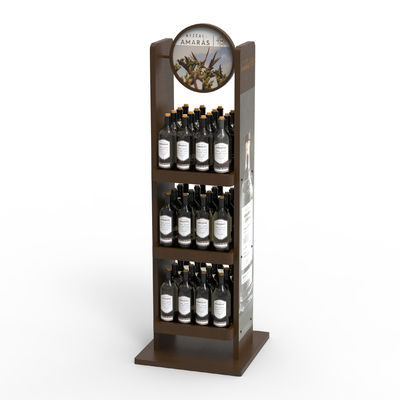 Anpassungsfähiger Rotwein und Getränke Holz-Drei-Schicht-Display-Rack für die Speicherung