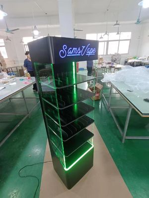Auf dem Boden befestigtes Acryl-Display-Rack mit LED-Display-Stand für elektronische Produkte